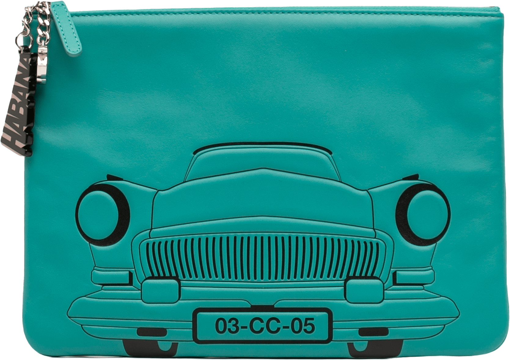 Chanel Medium Printed Lambskin Cuba La Habana O Case Clutch, från Luxclusif, i färgen turquoise.