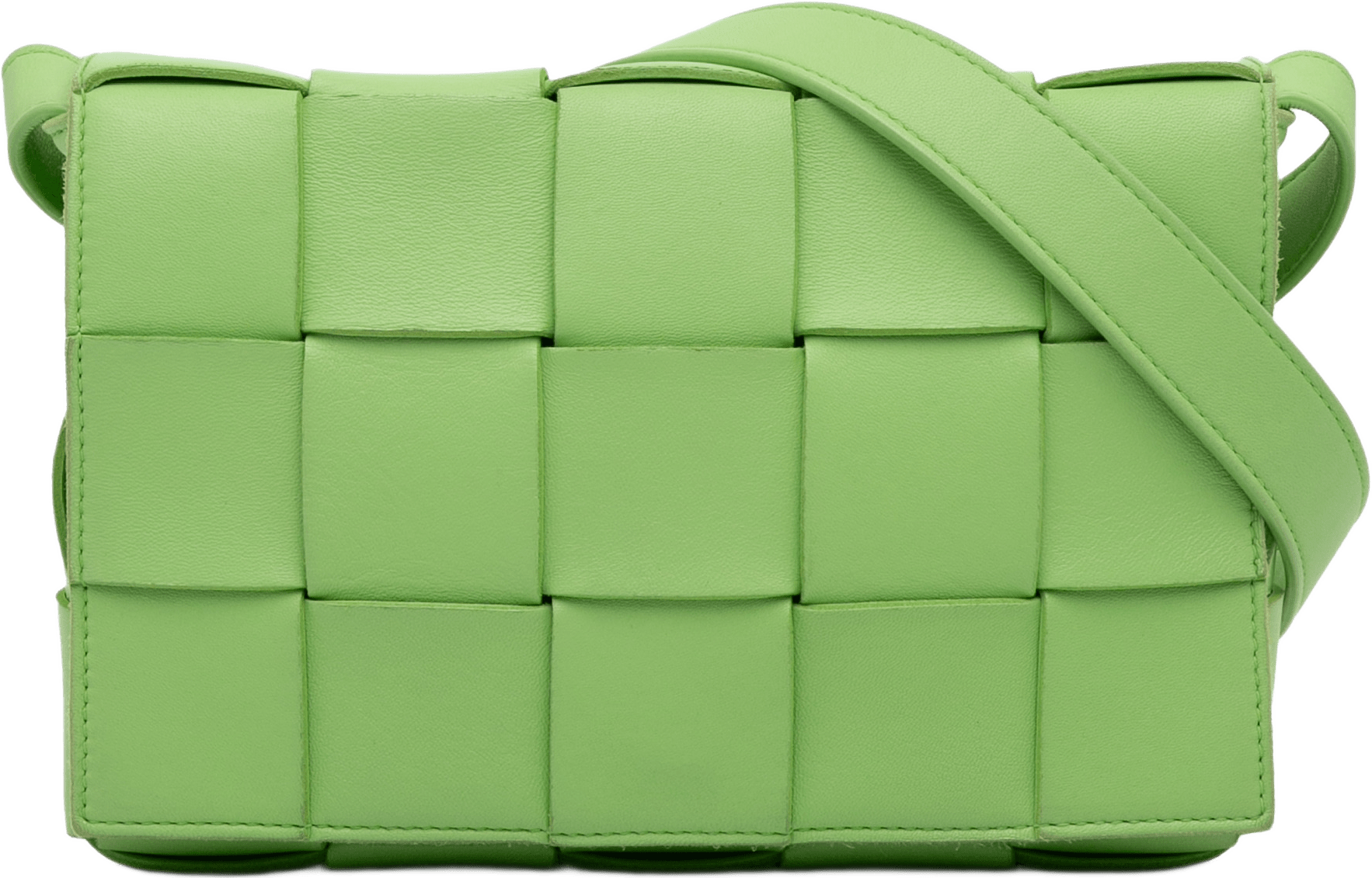 Bottega Veneta Nappa Intrecciato Cassette Crossbody, från Luxclusif, i färgen grön.