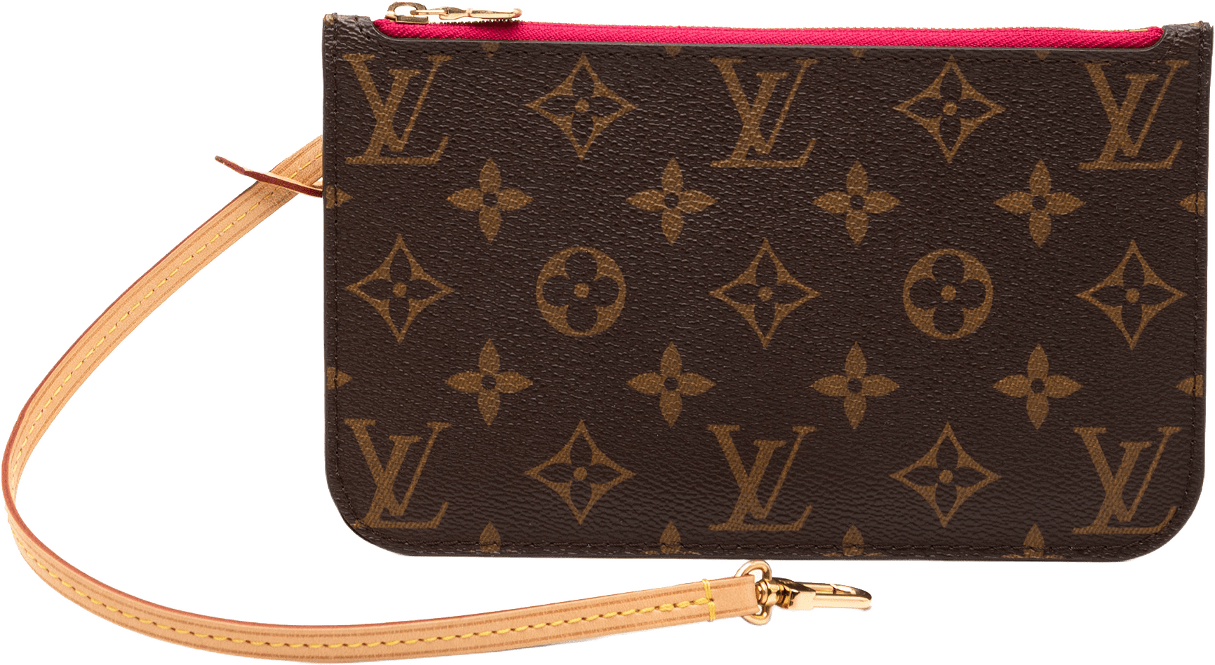 Louis Vuitton Monogram Neverfull Pouch, från Luxclusif, i färgen brown.
