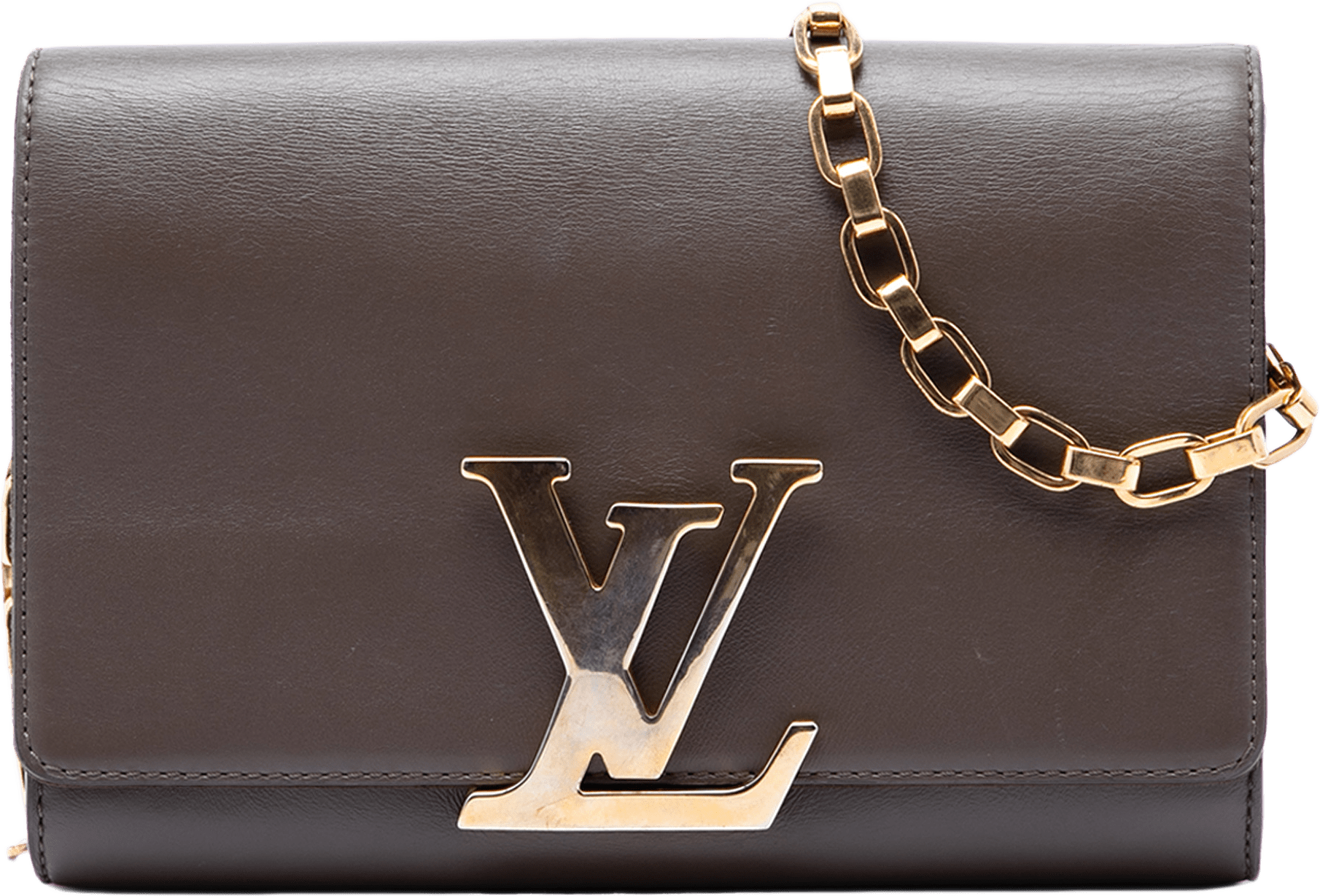 Louis Vuitton Leather Louise Chain Mm, från Luxclusif, i färgen grå.