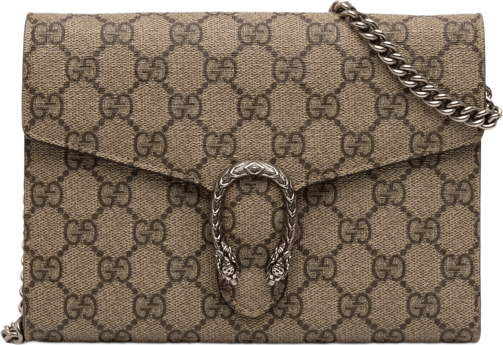 Gucci Gg Supreme Dionysus Wallet On Chain, från Luxclusif, i färgen beige.