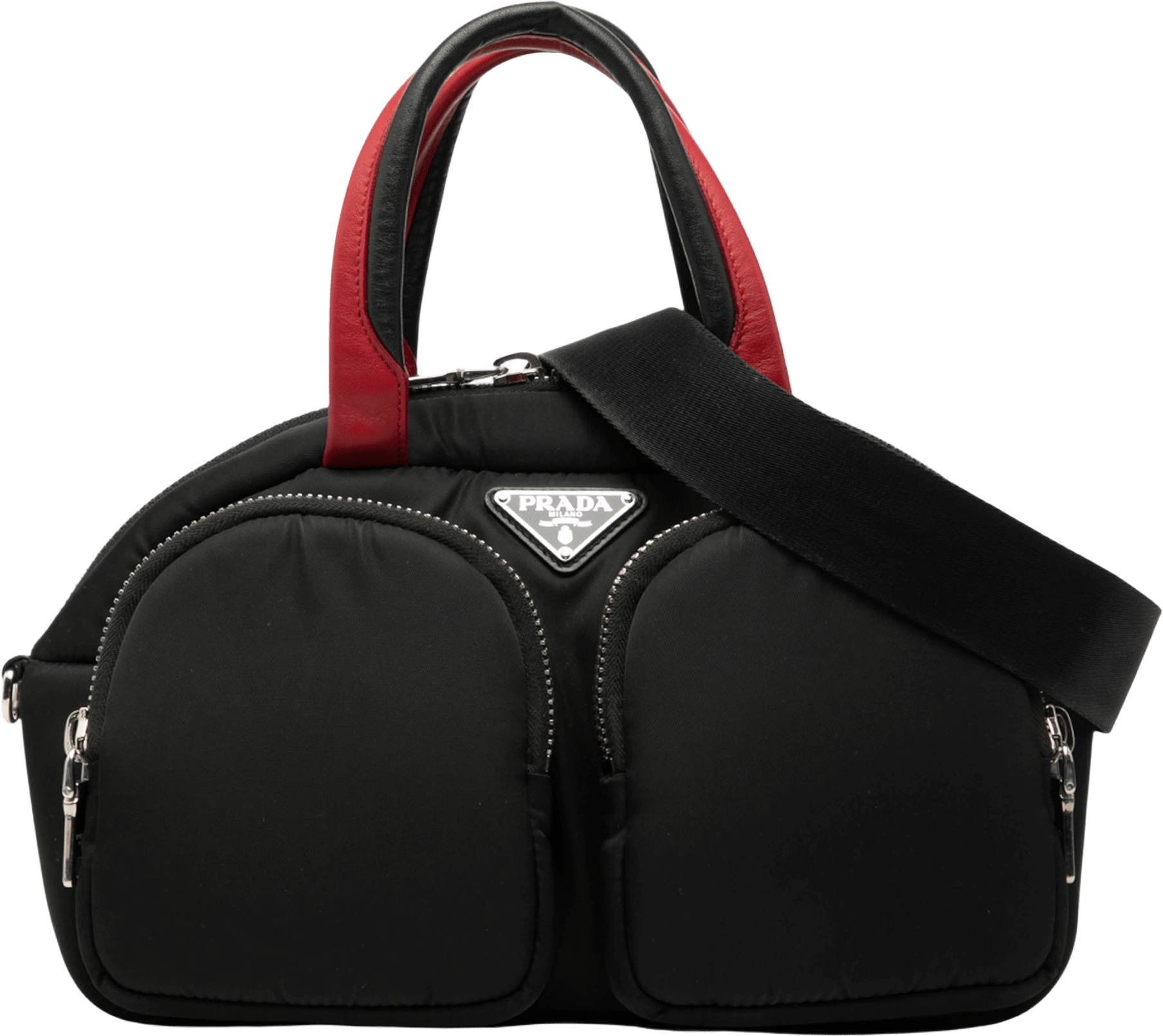 Prada Tessuto Pocket Top Handle Cargo Bag, från Luxclusif, i färgen black.