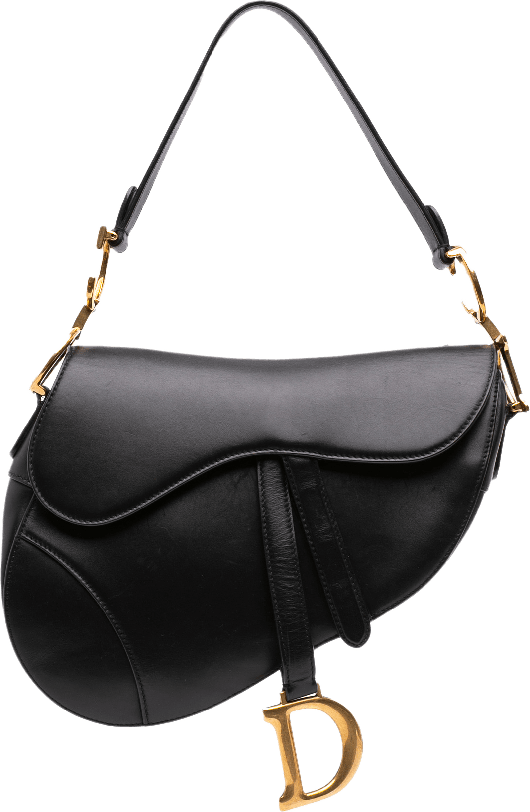 Dior Smooth Calfskin Saddle Bag, från Luxclusif, i färgen svart.