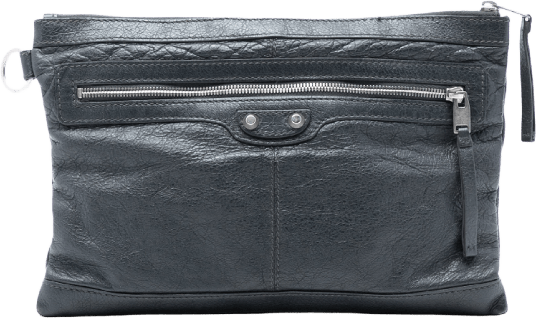 Balenciaga Lambskin Motocross Classic Clip M Clutch, från Luxclusif, i färgen dark gray.