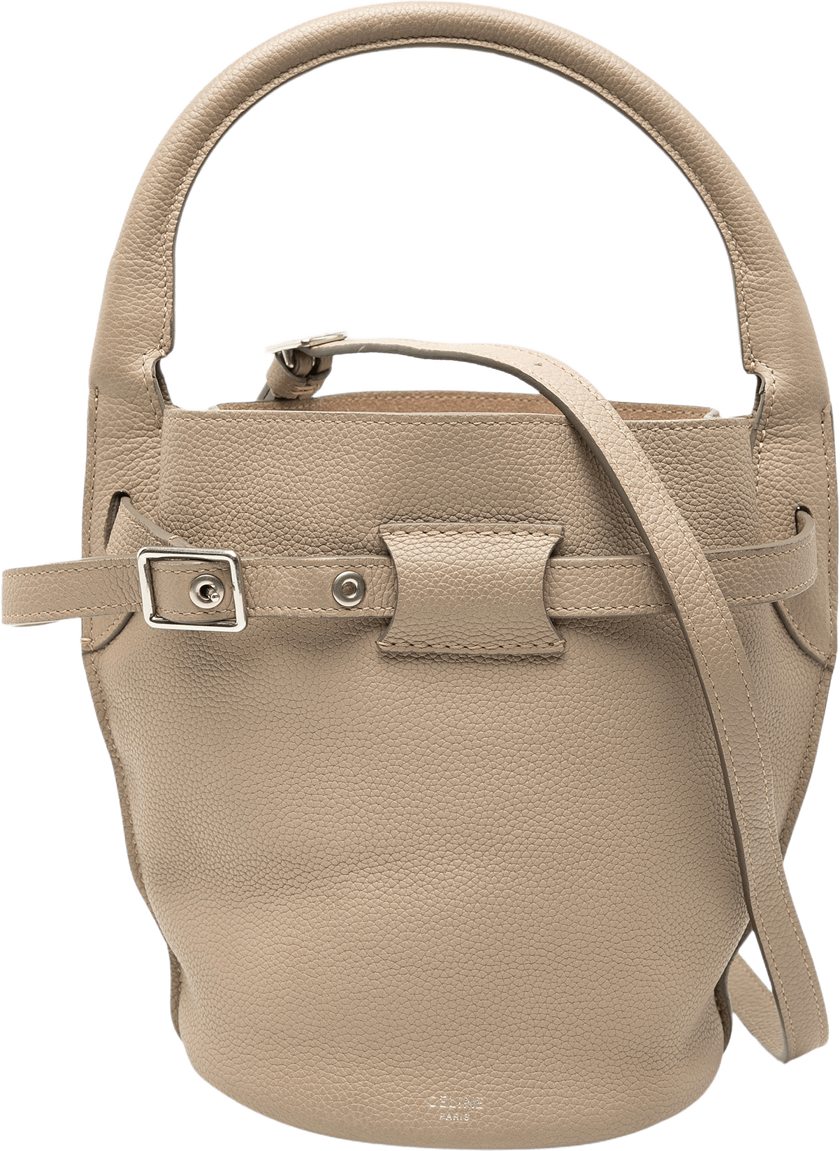 Celine Nano Leather Big Bucket Bag, från Luxclusif, i färgen beige.