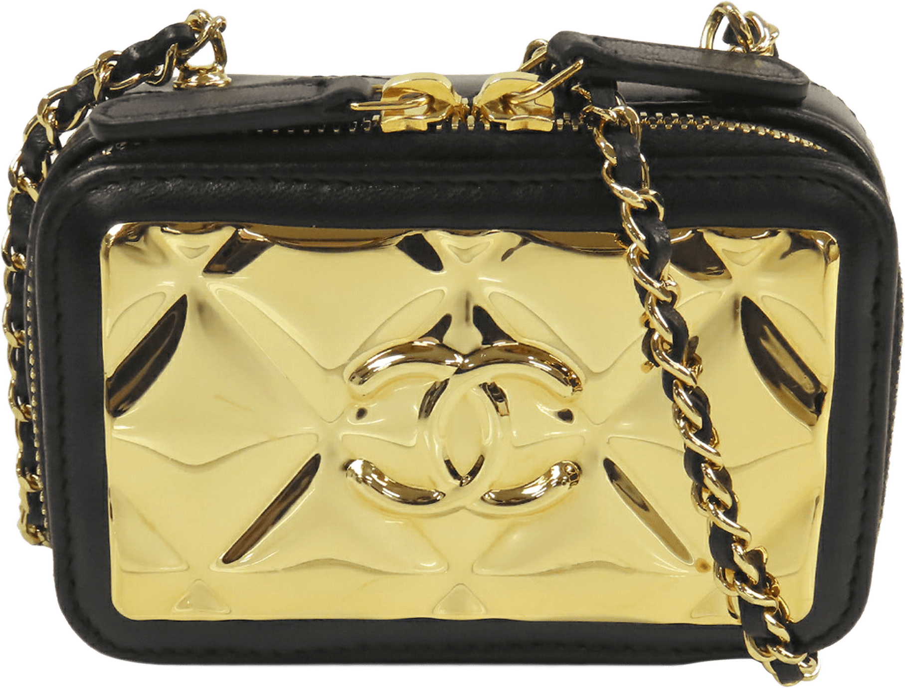 Chanel Extra Mini Cc Quilted Golden Plate Vanity Crossbody, från Luxclusif, i färgen black.