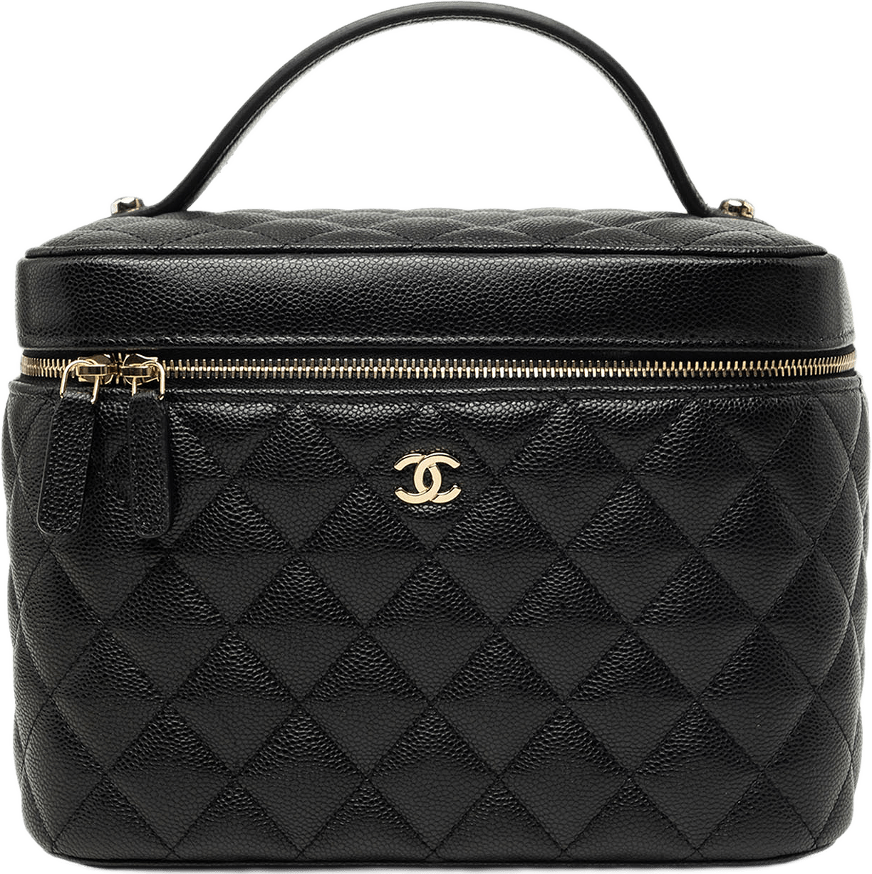 Chanel Medium Cc Quilted Caviar Vanity Case, från Luxclusif, i färgen svart.