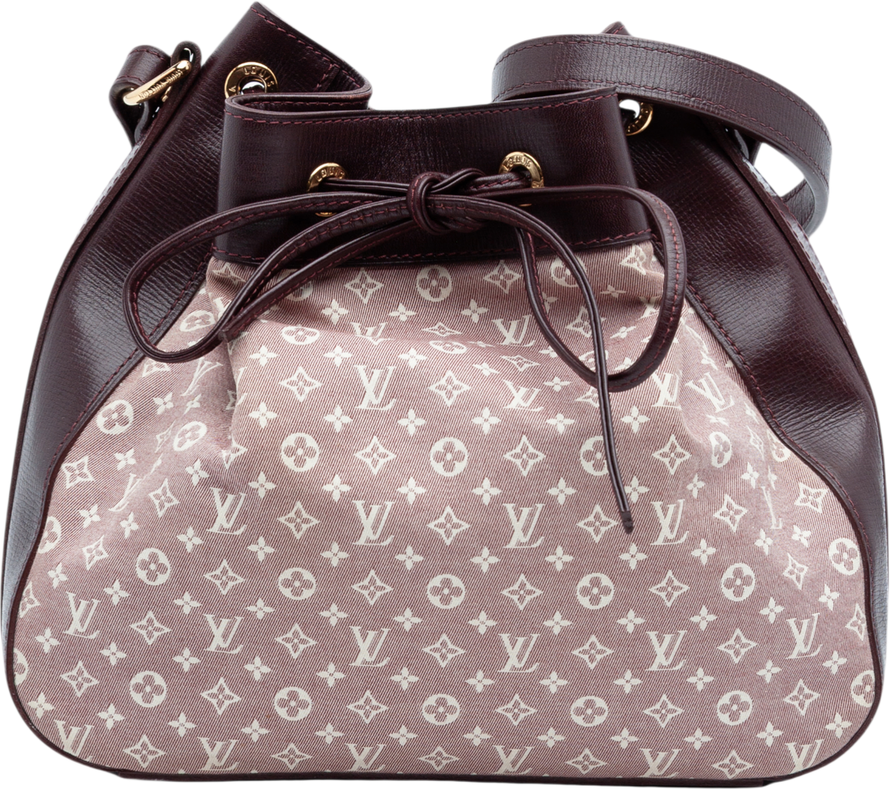 Louis Vuitton Monogram Mini Lin Idylle Noe Pm, från Luxclusif, i färgen bordeaux.