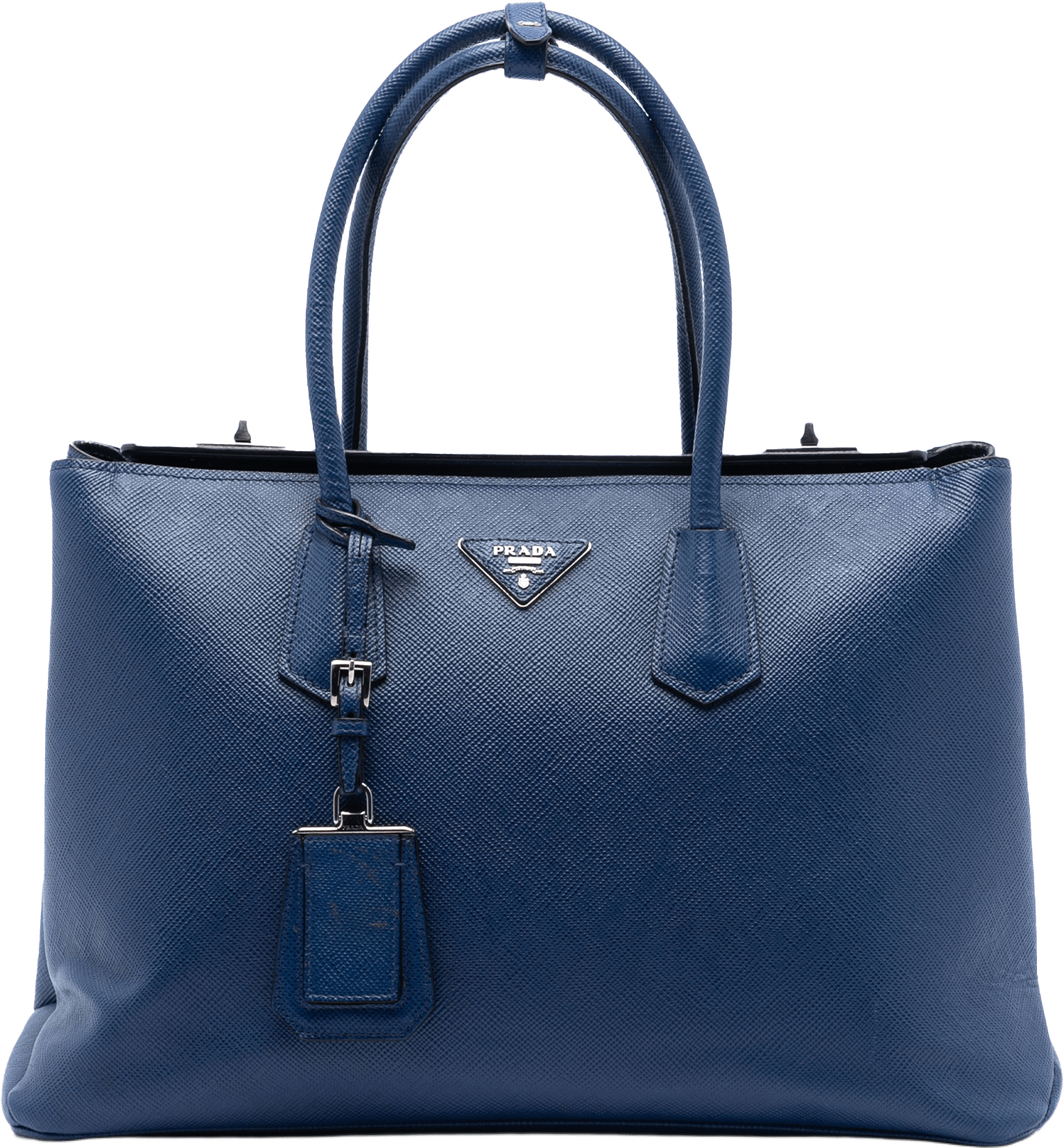 Prada Saffiano Cuir Twin Tote, från Luxclusif, i färgen blue.