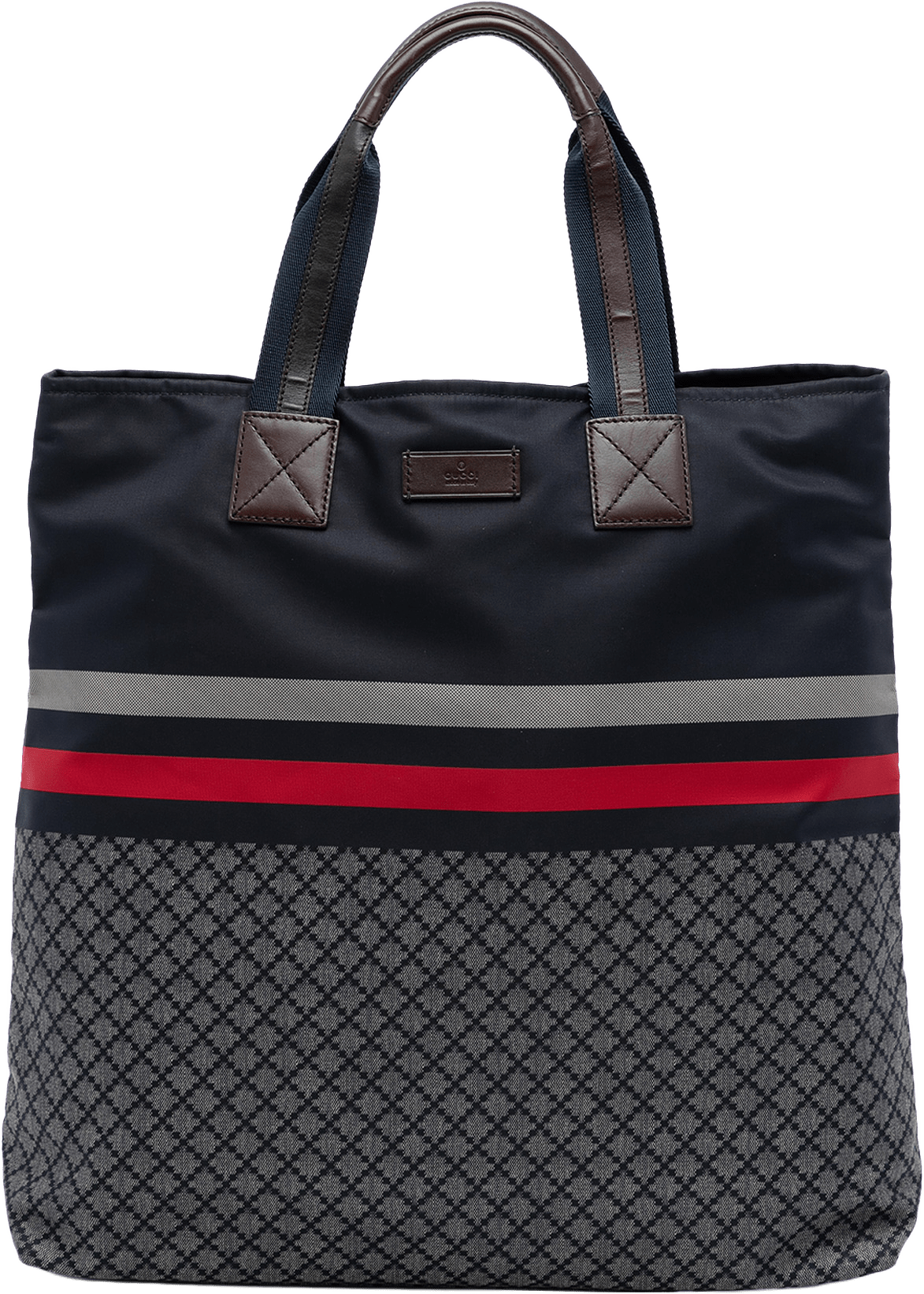 Gucci Diamante Web Nylon Tote, från Luxclusif, i färgen navy.