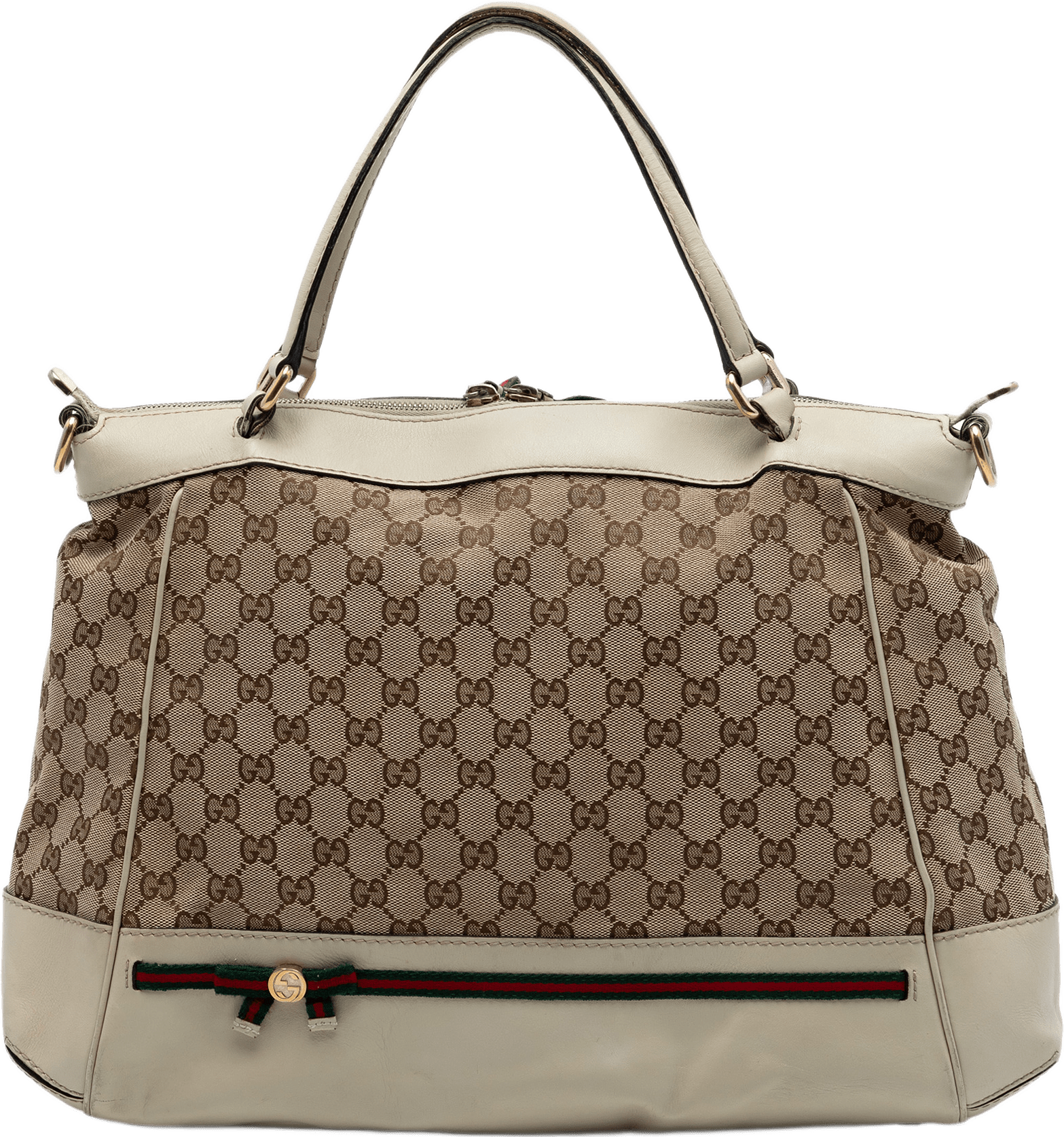 Gucci Gg Canvas Web Mayfair Satchel, från Luxclusif, i färgen beige.