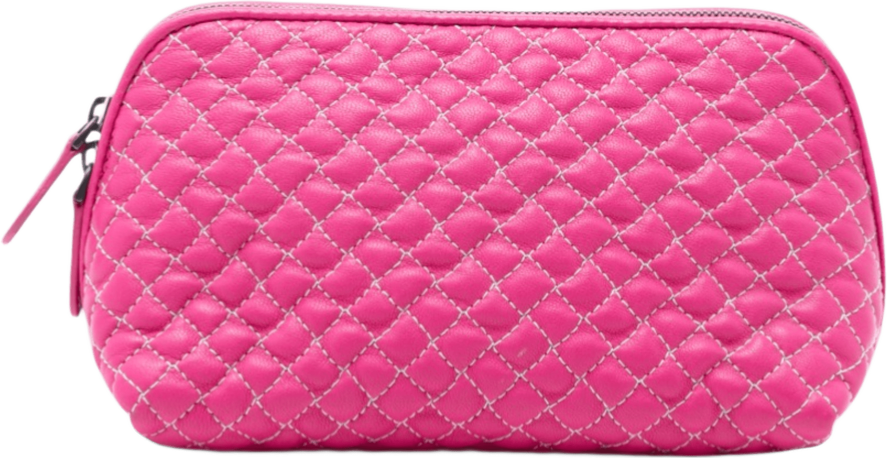 Bottega Veneta Quilted Nappa Zip Pouch, från Luxclusif, i färgen rosa.
