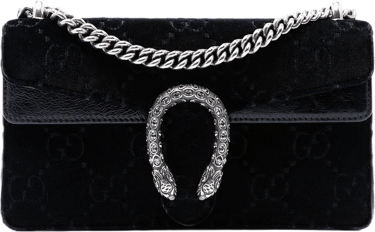 Gucci Medium Gg Velvet Dionysus Crossbody, från Luxclusif, i färgen svart.
