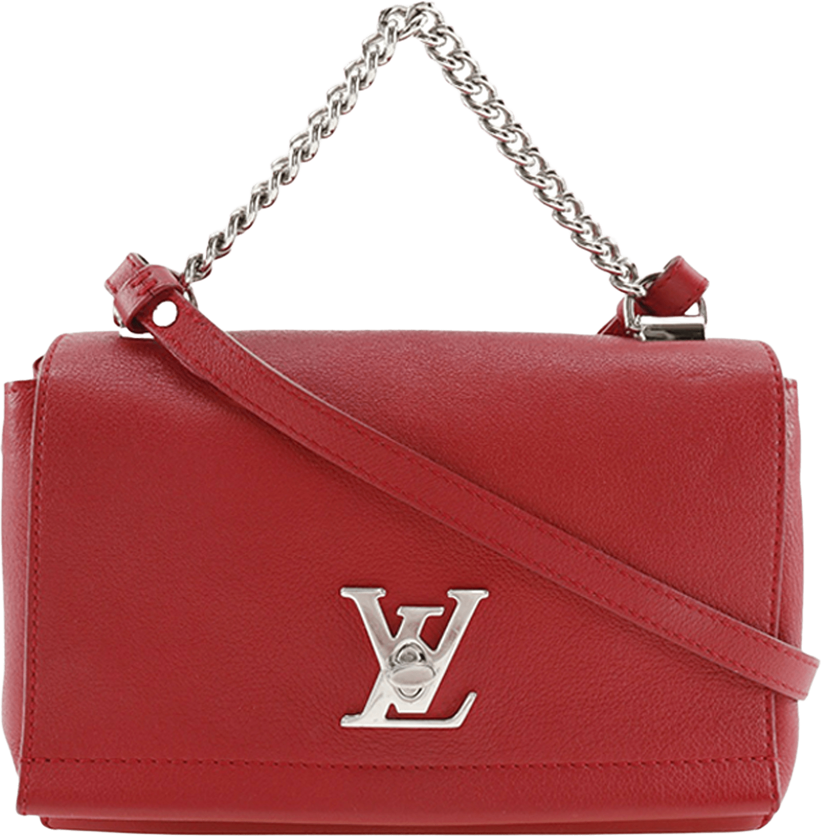 Louis Vuitton Leather Lockme Ii Bb, från Luxclusif, i färgen red.