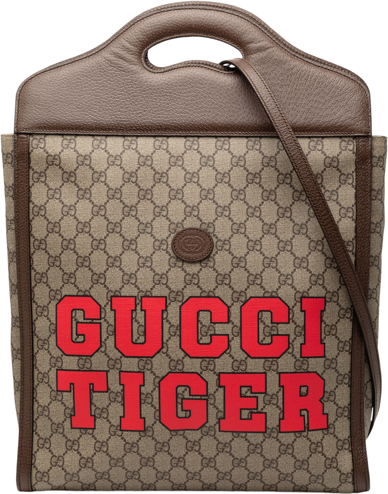 Gucci Gg Supreme Web Tiger Satchel, från Luxclusif, i färgen beige.