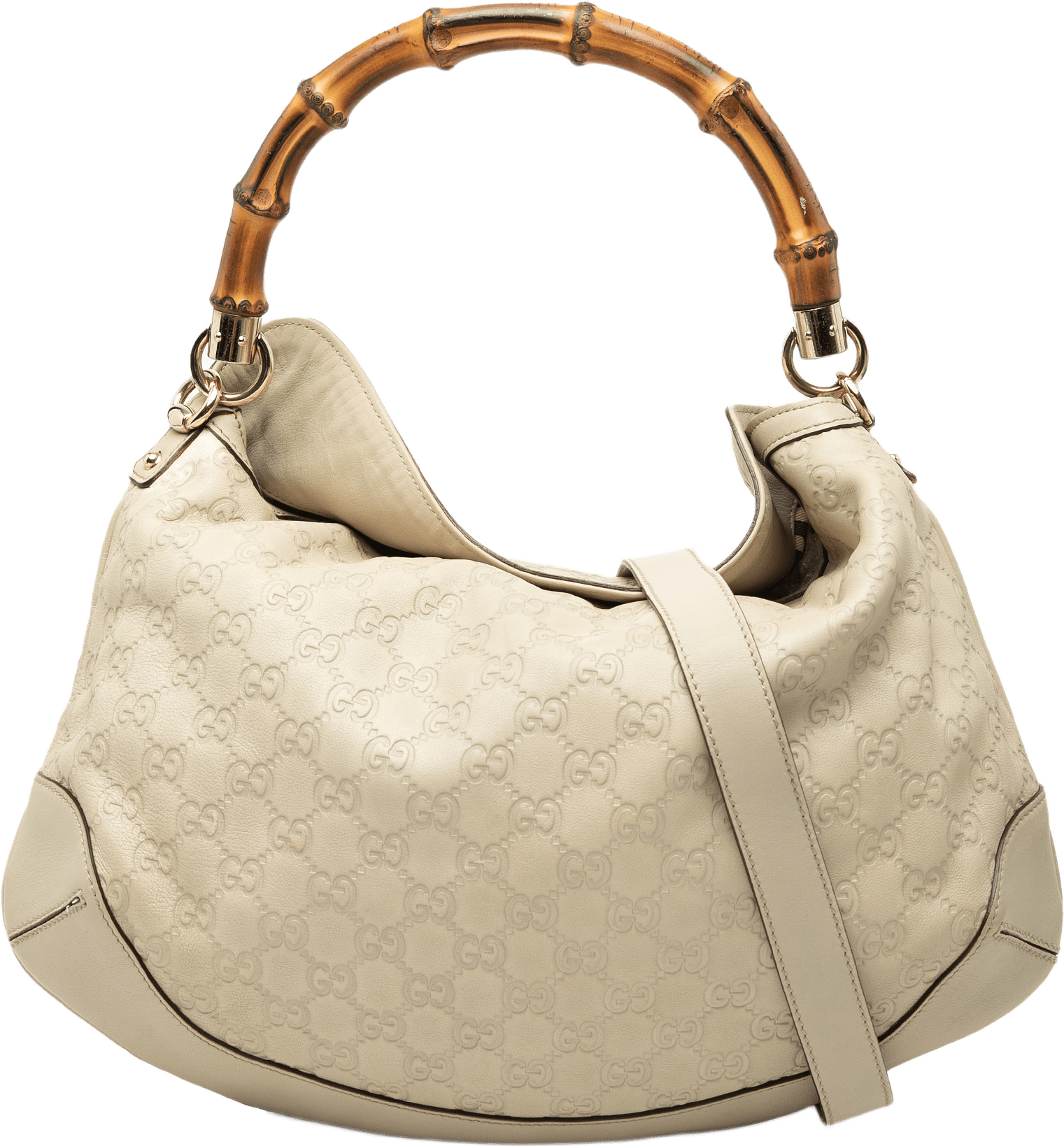 Gucci Guccissima Bamboo Peggy Satchel, från Luxclusif, i färgen vit.
