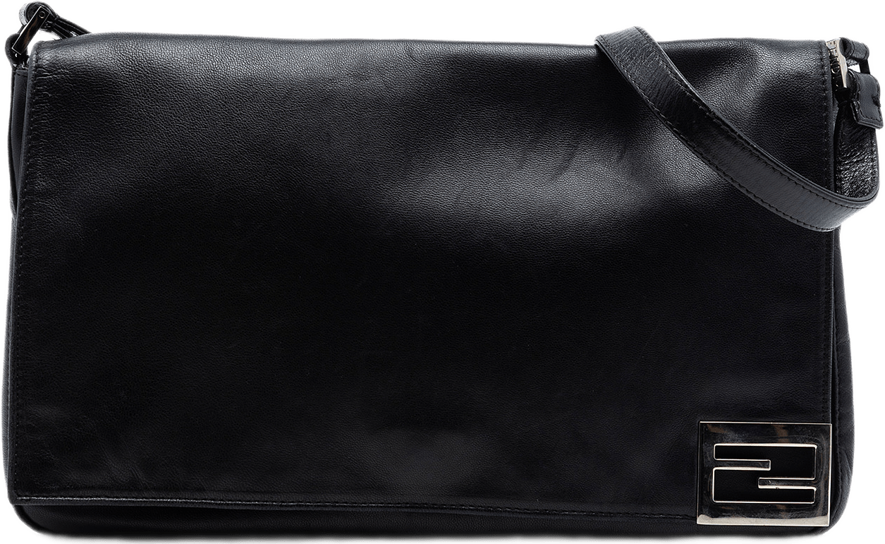 Fendi Calfskin Ff Shoulder Bag, från Luxclusif, i färgen black.