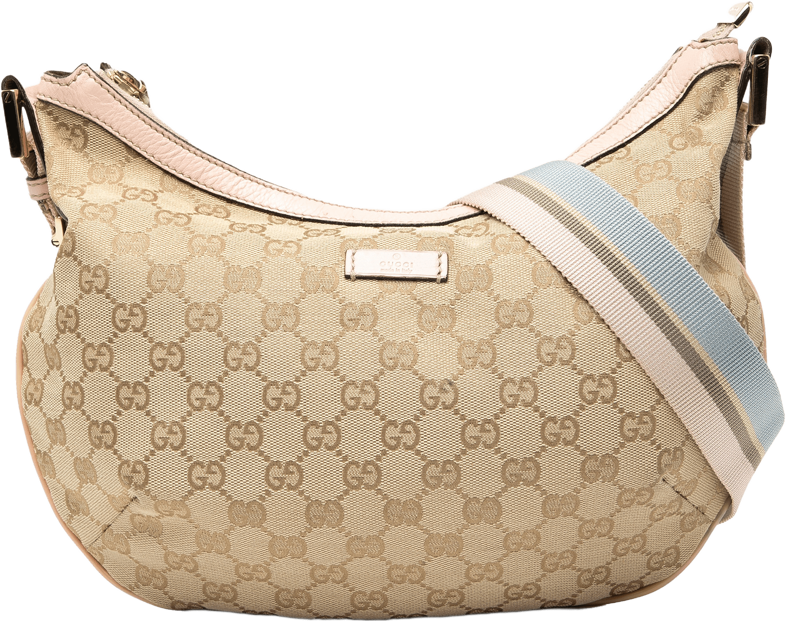 Gucci Gg Canvas Web Crossbody, från Luxclusif, i färgen beige.