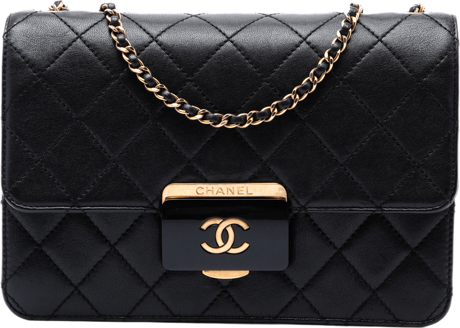 Chanel Medium Quilted Sheepskin Beauty Lock Flap, från Luxclusif, i färgen svart.
