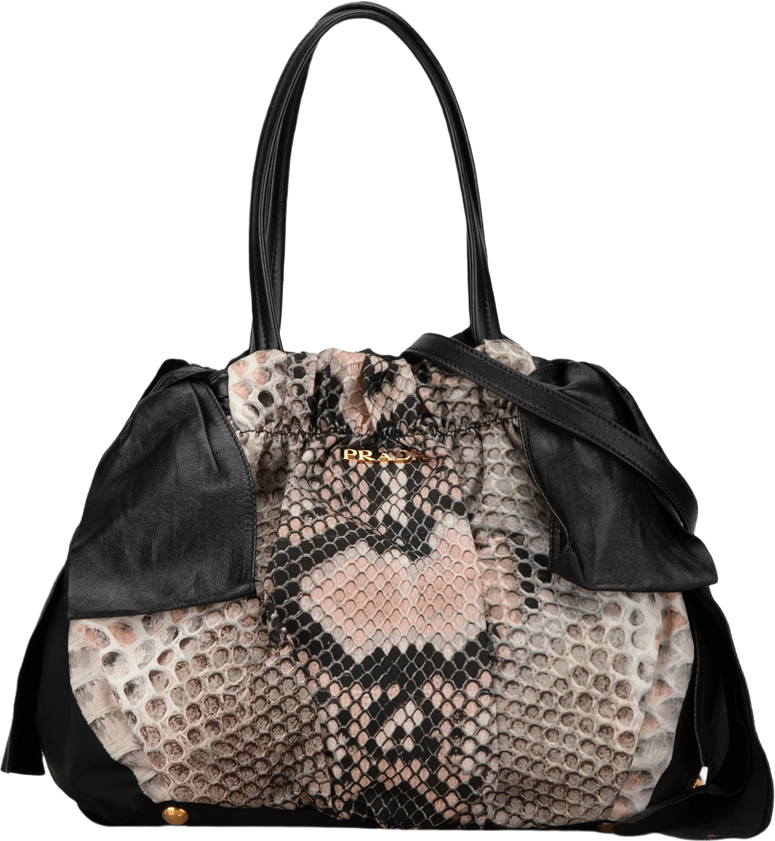 Prada Tessuto Python Print Bow Satchel