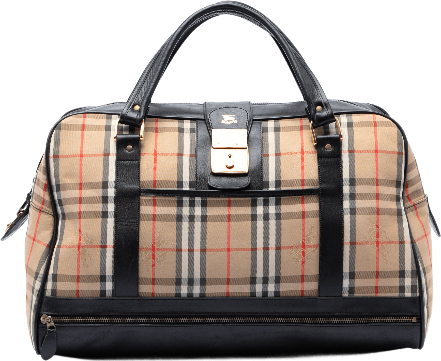 Burberry Haymarket Check Canvas Travel Bag, från Luxclusif, i färgen beige.