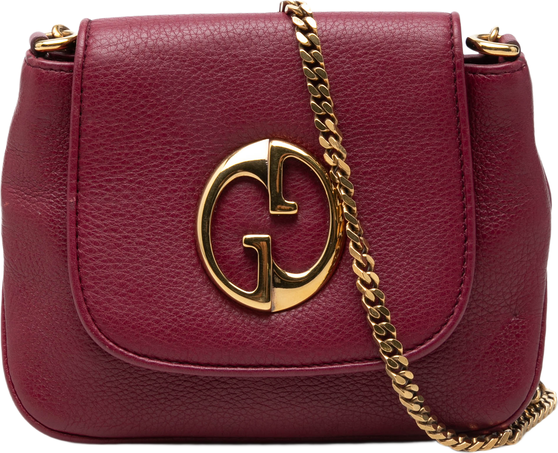 Gucci Small Calfskin 1973 Chain Crossbody, från Luxclusif, i färgen röd.