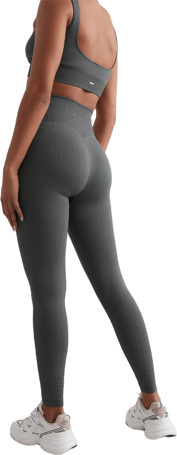 Ribbed Seamless Tights, från aim'n, i färgen sage.