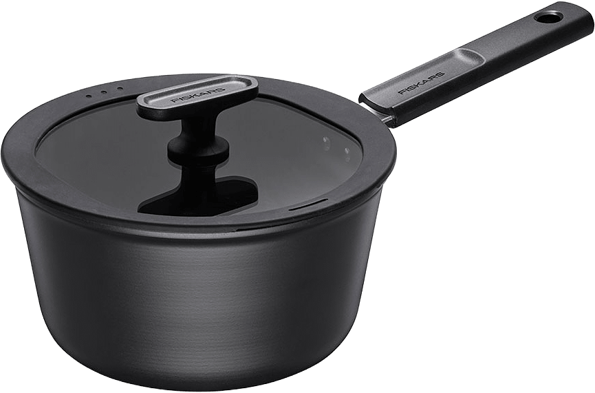 Kastrull Hard Face 2,5 L med lock, från Fiskars, i färgen Svart.