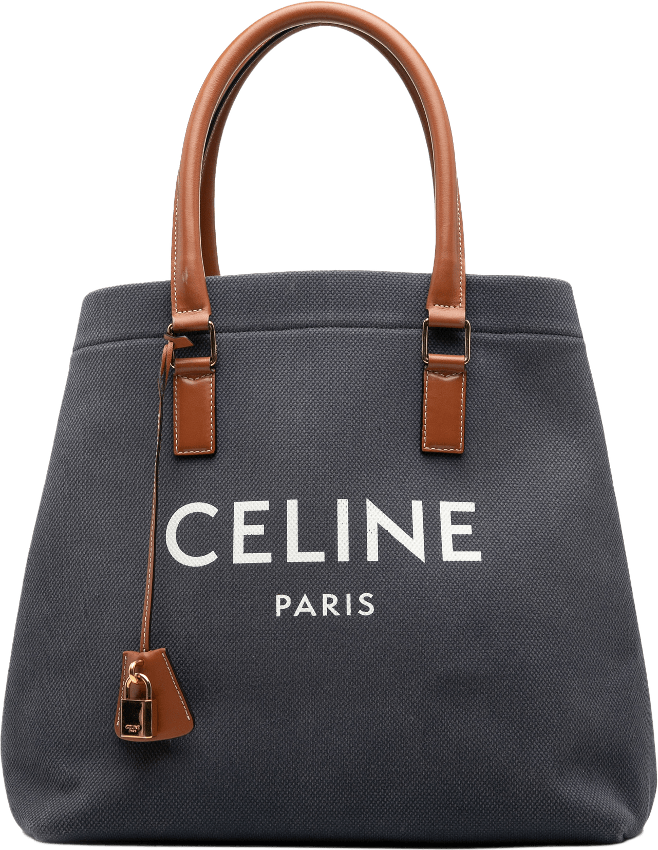 Celine Small Canvas Logo Print Horizontal Cabas Tote, från Luxclusif, i färgen dark gray.