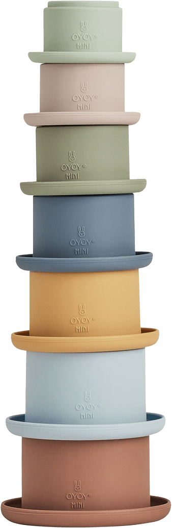 Tawa Silicone Stacking Cups, från OYOY Mini, i färgen dusty blue.