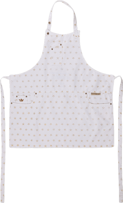 Dutchdeluxes – Grill- Eller Köksförkläde – 5 Fickor – Vitt Med Gyllene Stjärnor, från Dutchdeluxes, i färgen white with gold stars.