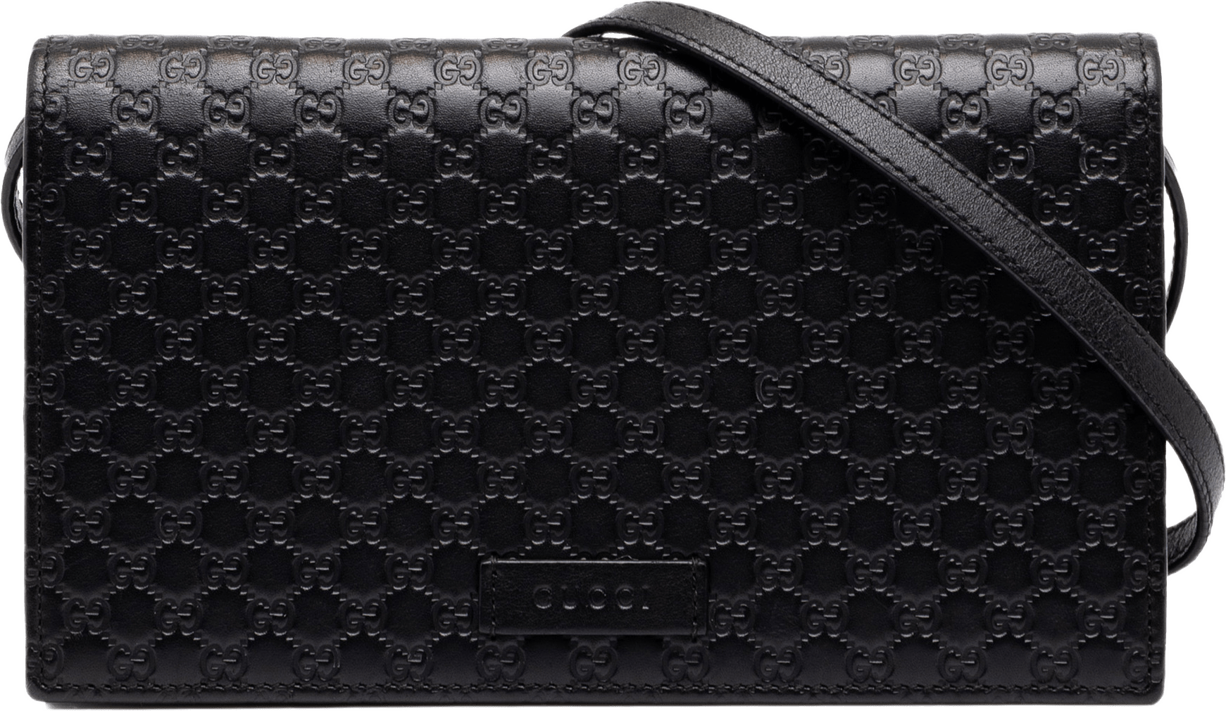 Gucci Microguccissima Wallet On Strap, från Luxclusif, i färgen svart.