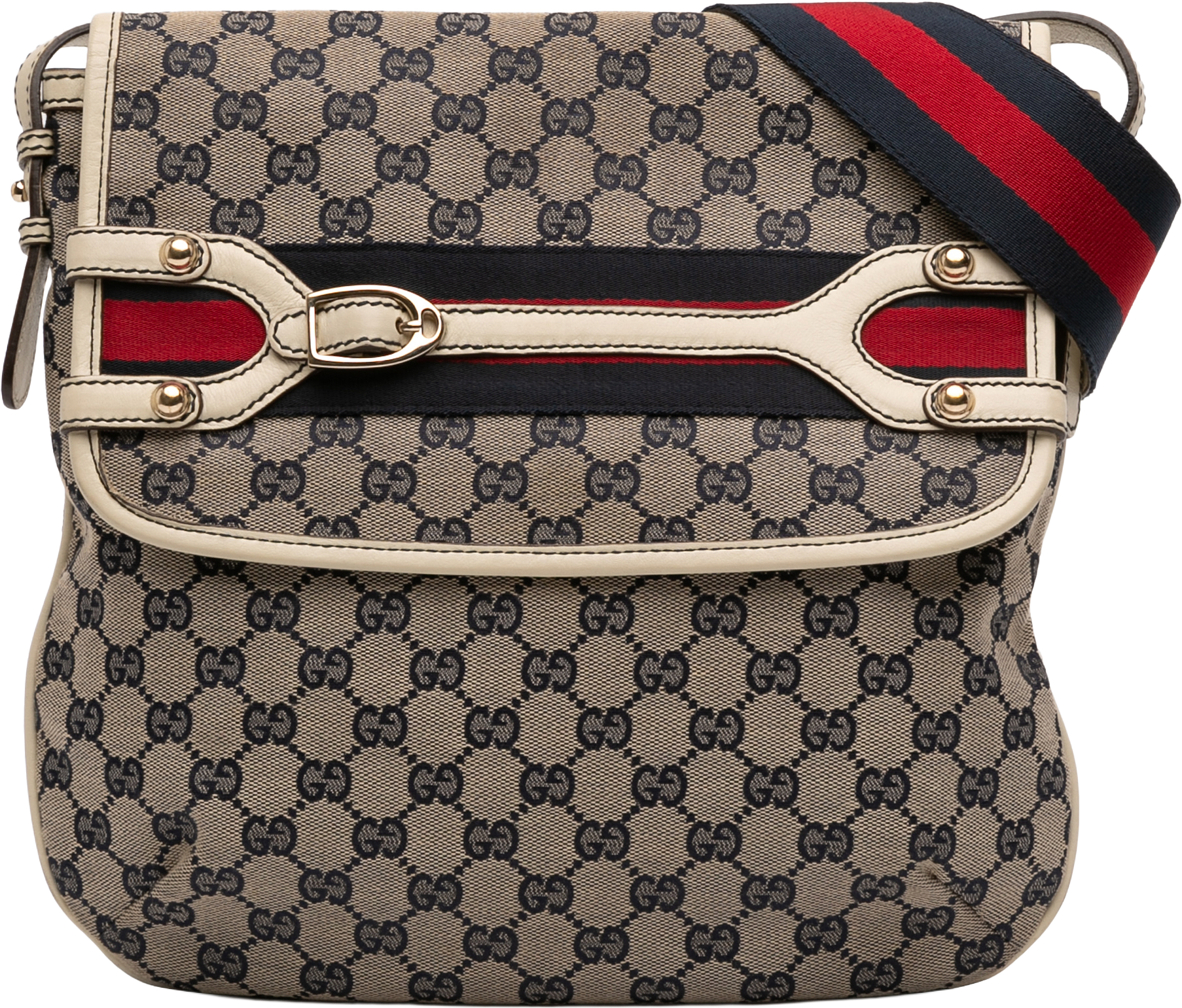 Gucci Gg Canvas Web Crossbody, från Luxclusif, i färgen beige.