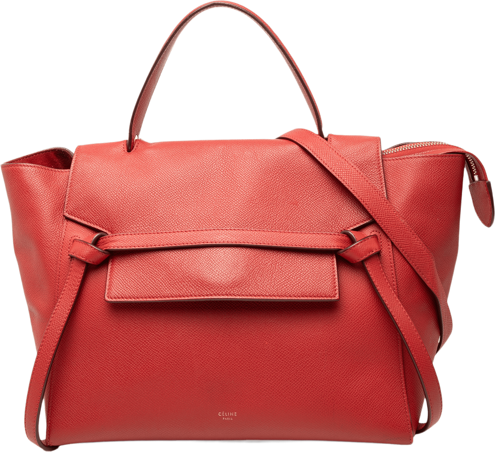 Celine Mini Grained Calfskin Belt Bag, från Luxclusif, i färgen röd.
