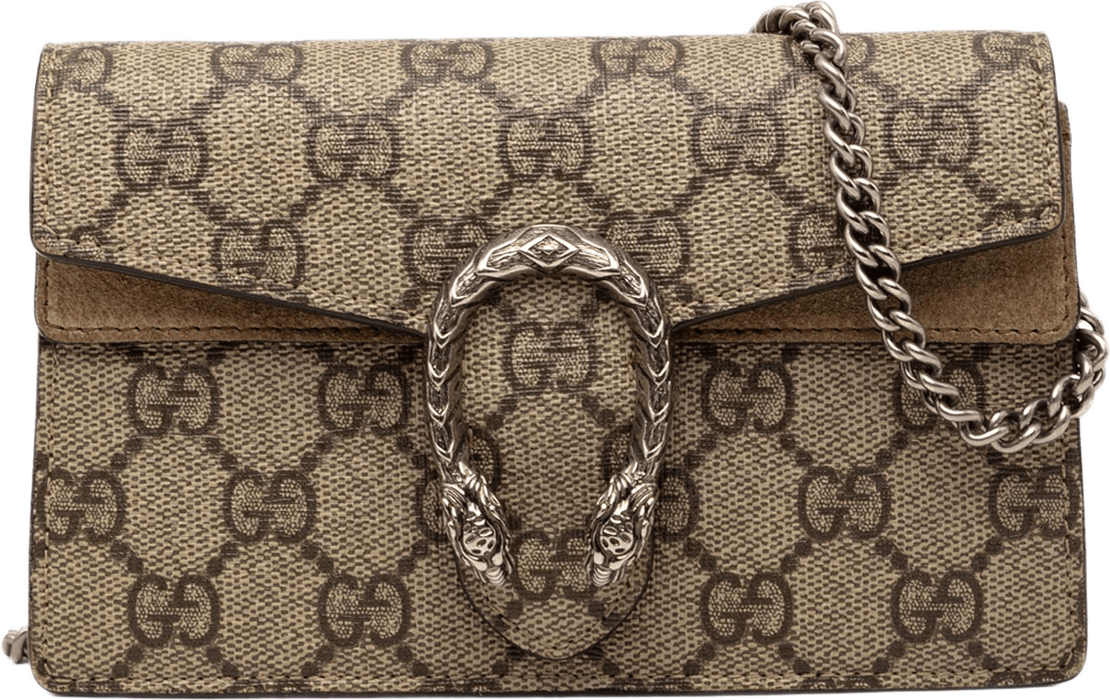 Gucci Mini Gg Supreme Dionysus Crossbody, från Luxclusif, i färgen beige.