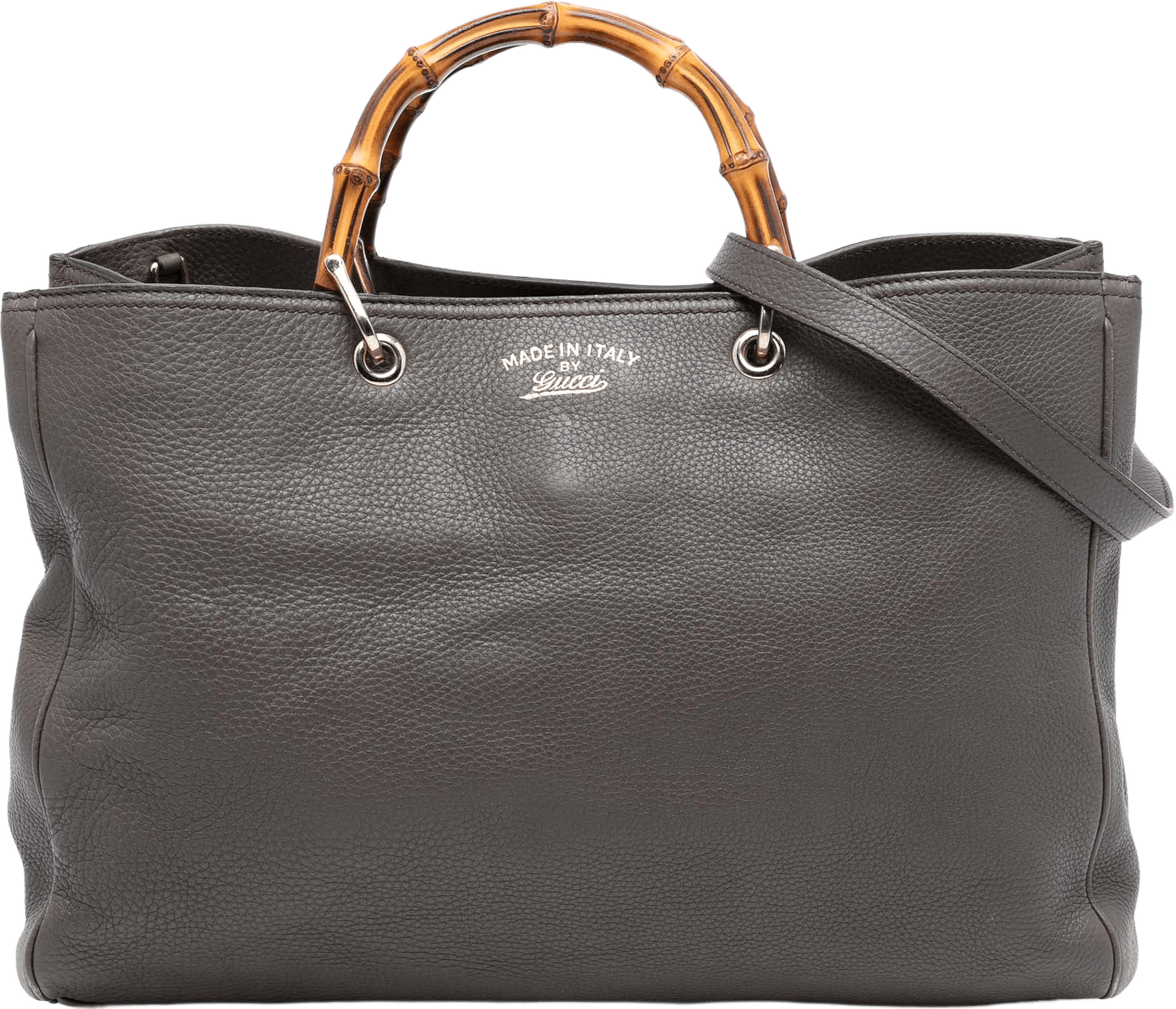 Gucci Large Calfskin Bamboo Shopper Satchel, från Luxclusif, i färgen dark brown.
