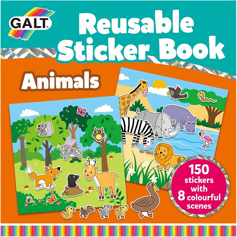 Stickerbok Djur - återanvändbar, från GALT.