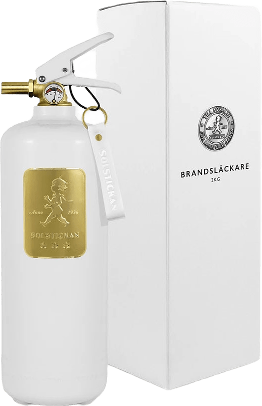 Brandsläckare 2 kg, från Solstickan Design, i färgen Vit/Guld.