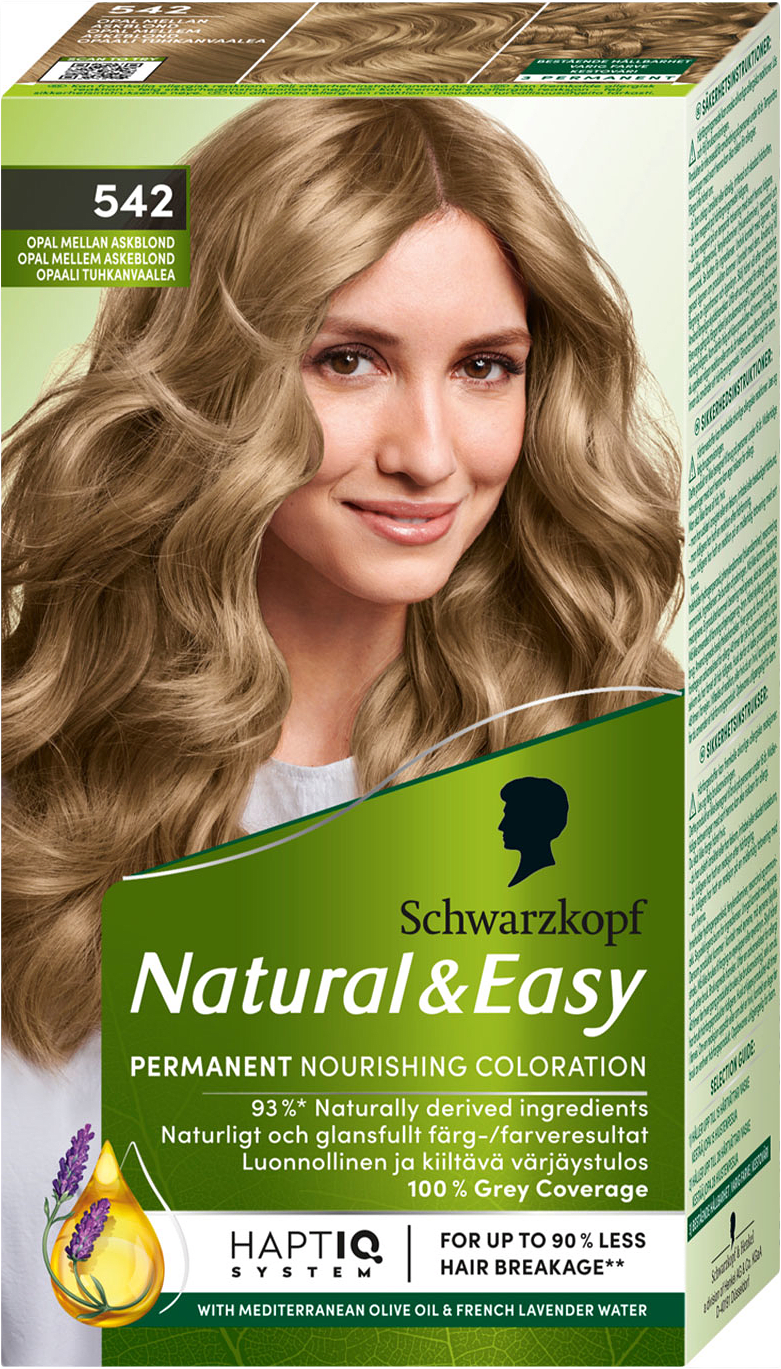 Natural & Easy 542 Opal Mellan Askblond, från Schwarzkopf, i färgen Opal Mellan Askblond.