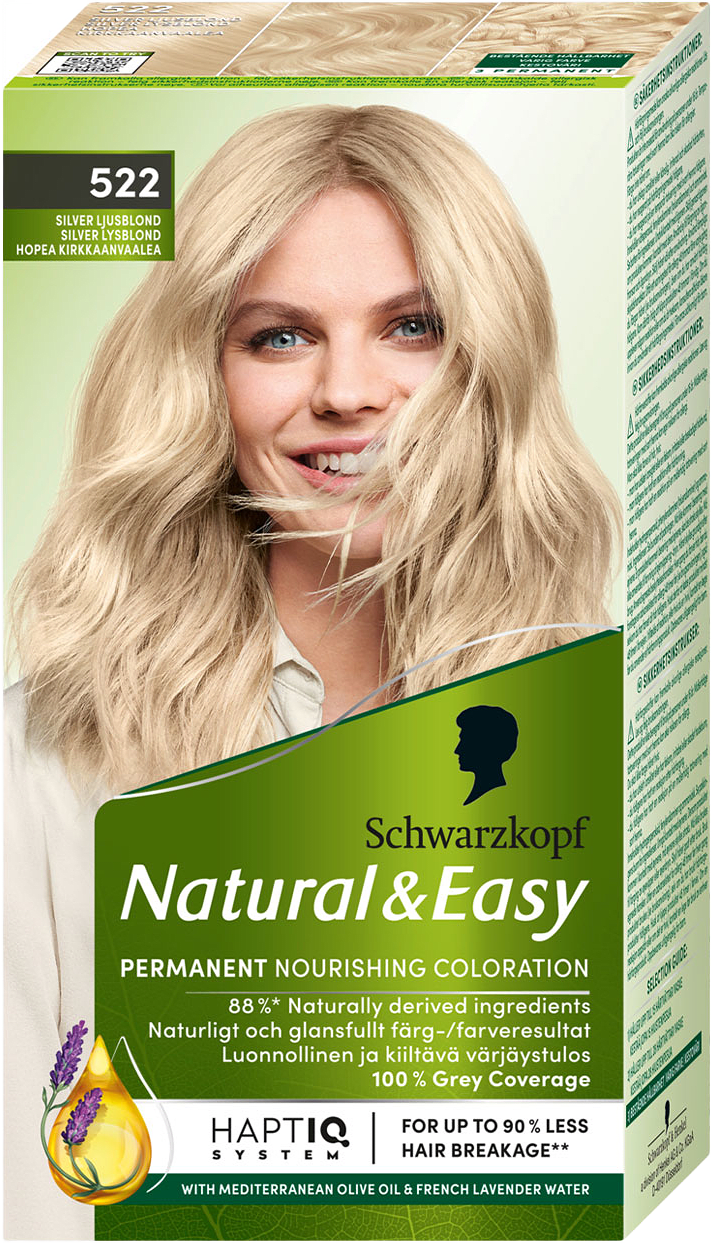 Natural & Easy 522 Silver Ljusblond, från Schwarzkopf, i färgen Silver Ljusblond.