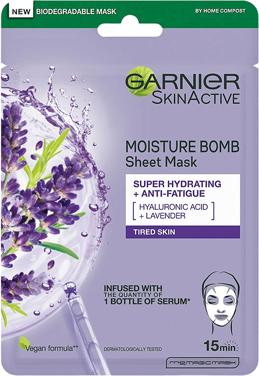 SkinActive MoistureBomb Lavender Tissue Mask, från Garnier.