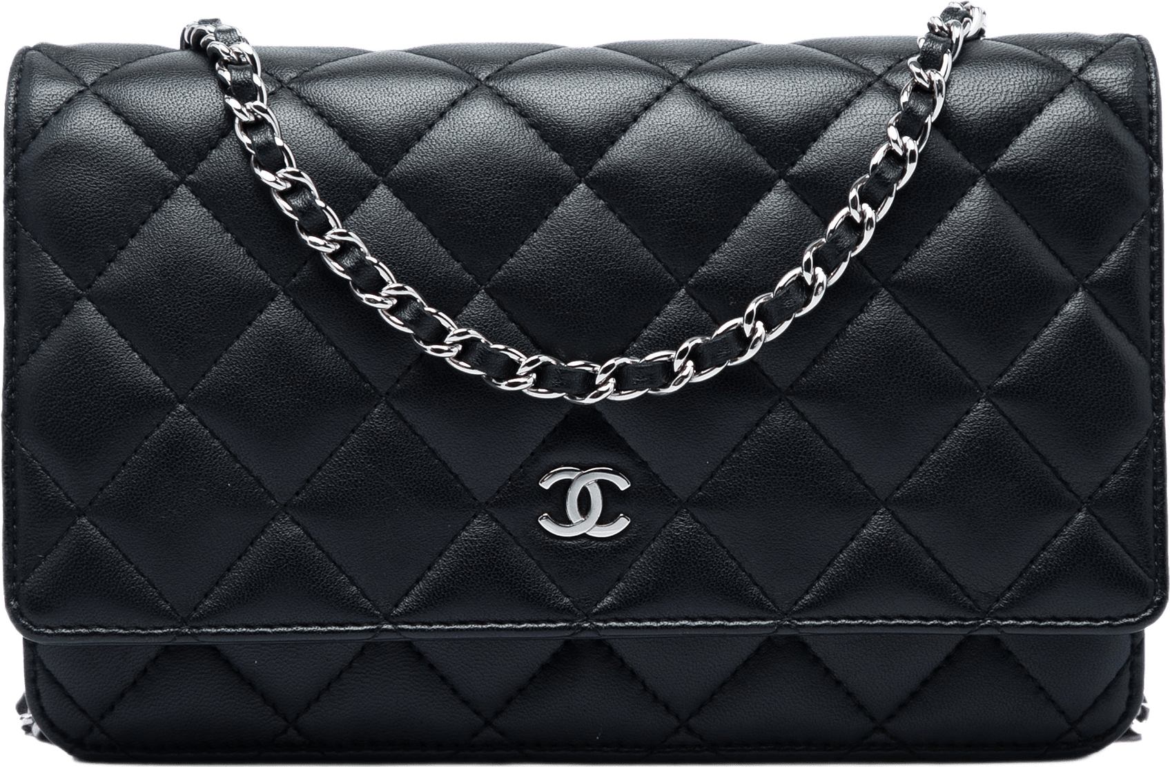 Chanel Cc Quilted Lambskin Wallet On Chain, från Luxclusif, i färgen svart.