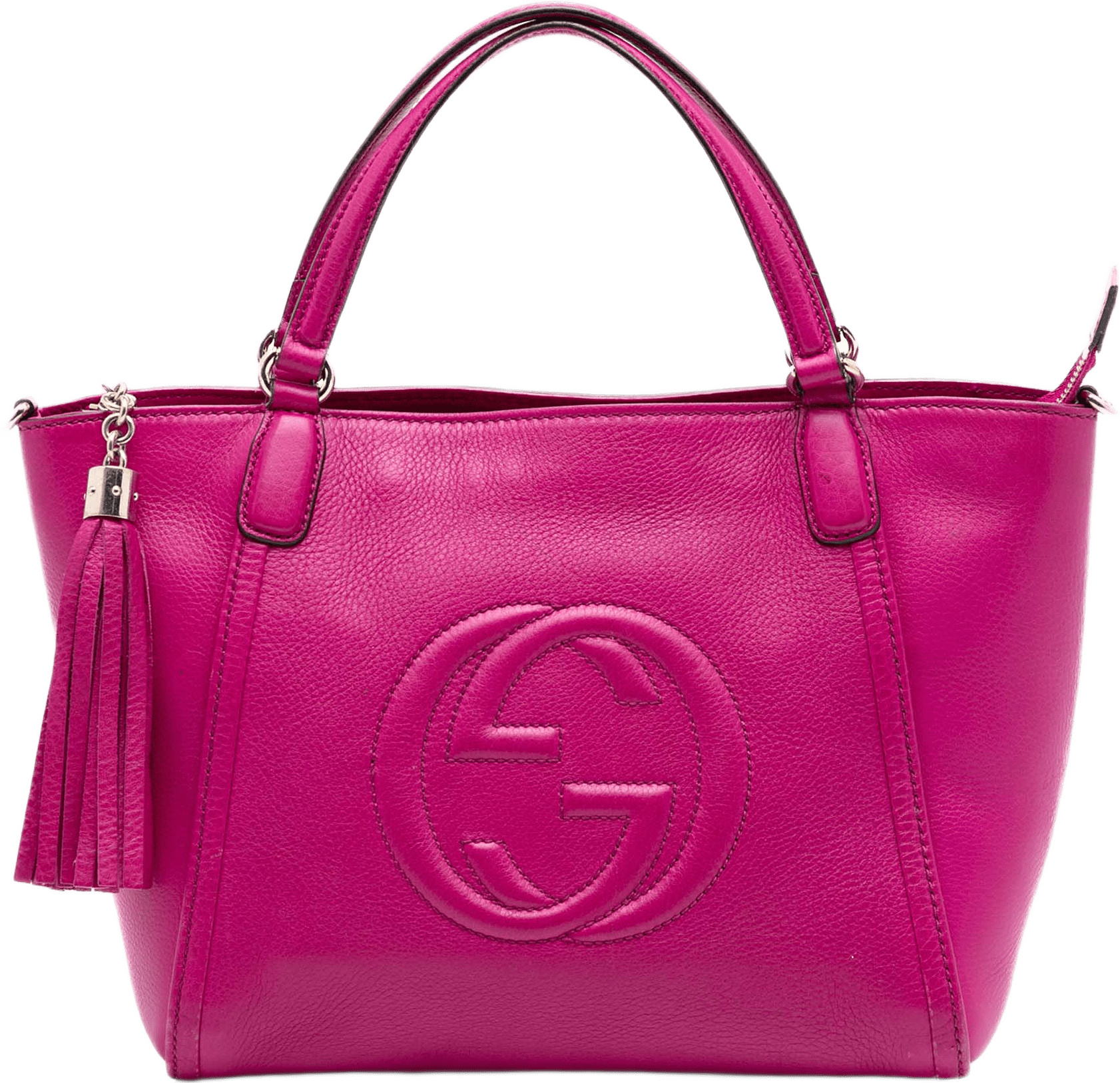 Gucci Small Calfskin Soho Cellarius Satchel, från Luxclusif, i färgen rosa.