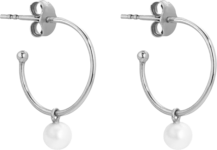 Pearl Mini Hoops, från Sophie by Sophie, i färgen Rhodium Plated Silver.