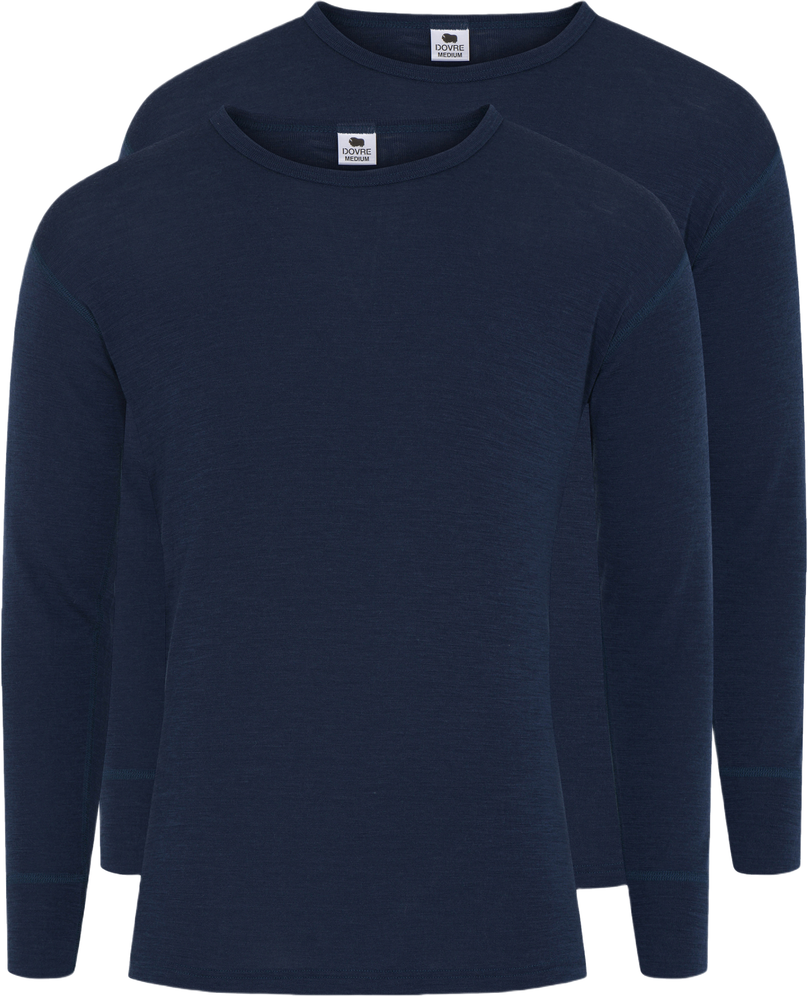 2-pack Långärmade T-shirts | Merinoull | Vit, från Dovre, i färgen navy.