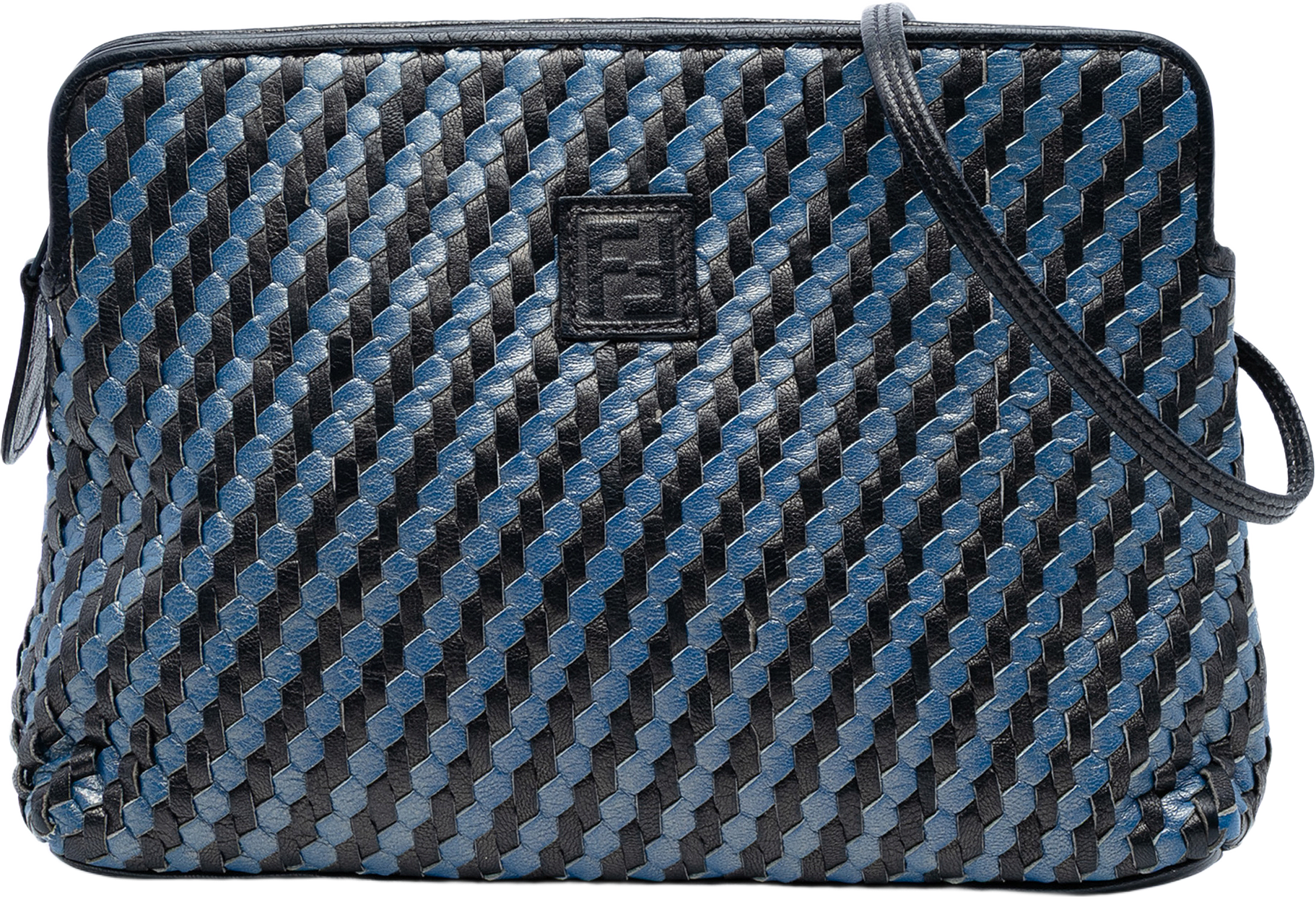 Fendi Woven Leather Ff Crossbody, från Luxclusif, i färgen blue.
