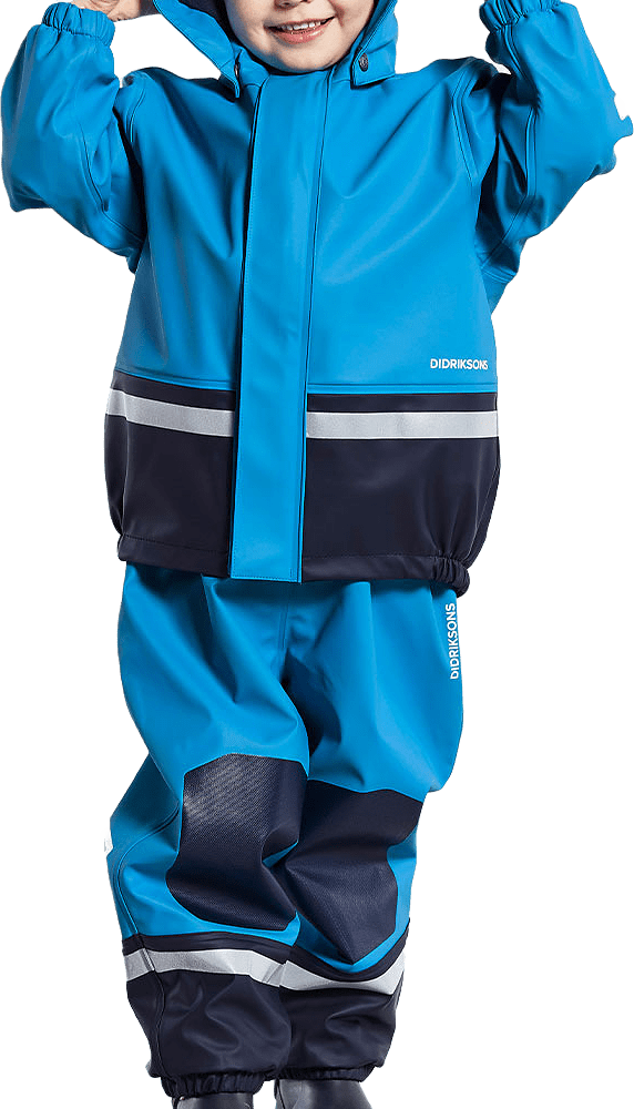 Regnset Barn Boardman, från Didriksons, i färgen Sharp Blue.