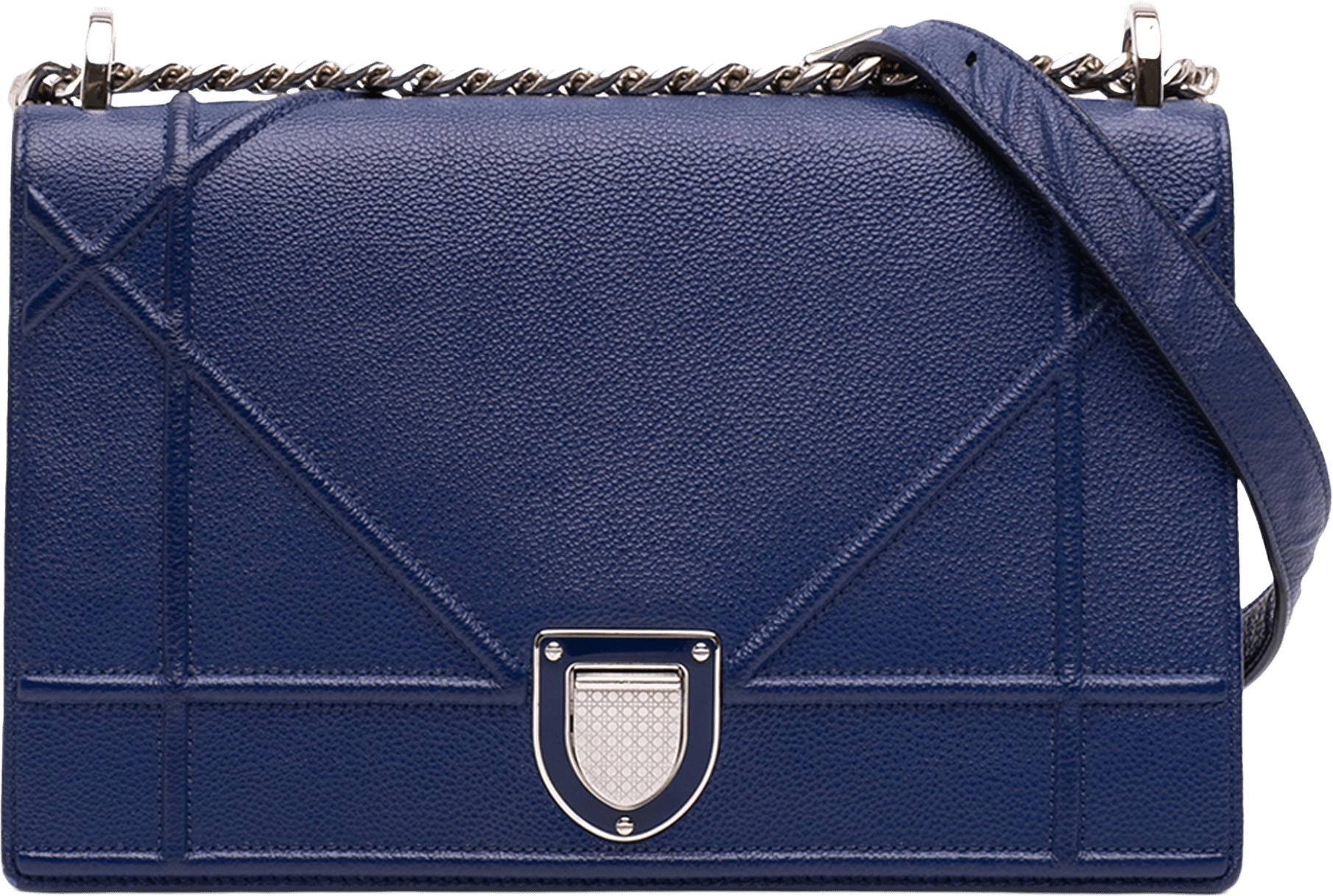 Dior Medium Grained Calfskin Diorama Flap, från Luxclusif, i färgen blå.