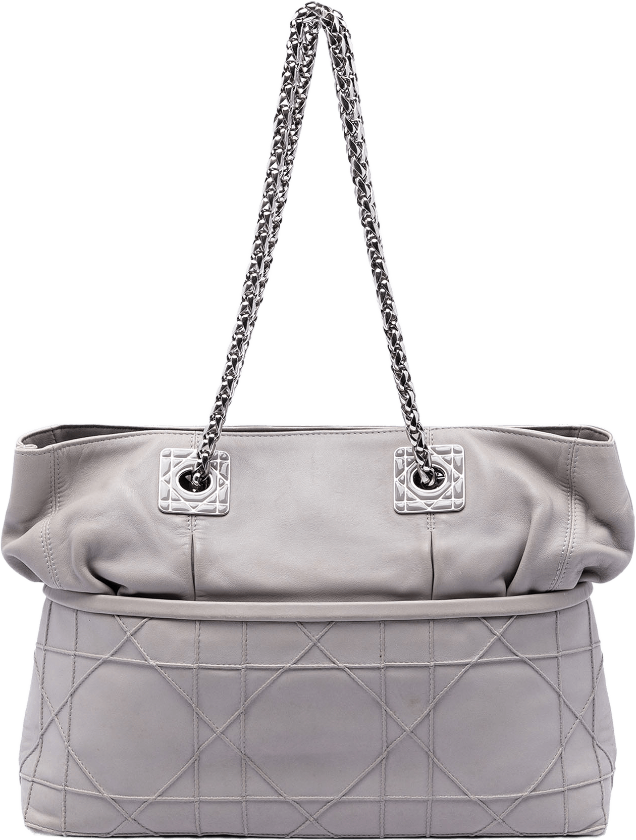 Dior Lambskin Cannage Granville Chain Tote, från Luxclusif, i färgen gray.
