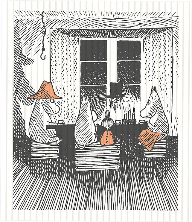 Diskduk ’Mumin Trogen sitt ursprung’ 5-pack, från Opto Design, i färgen Vit/Svart.